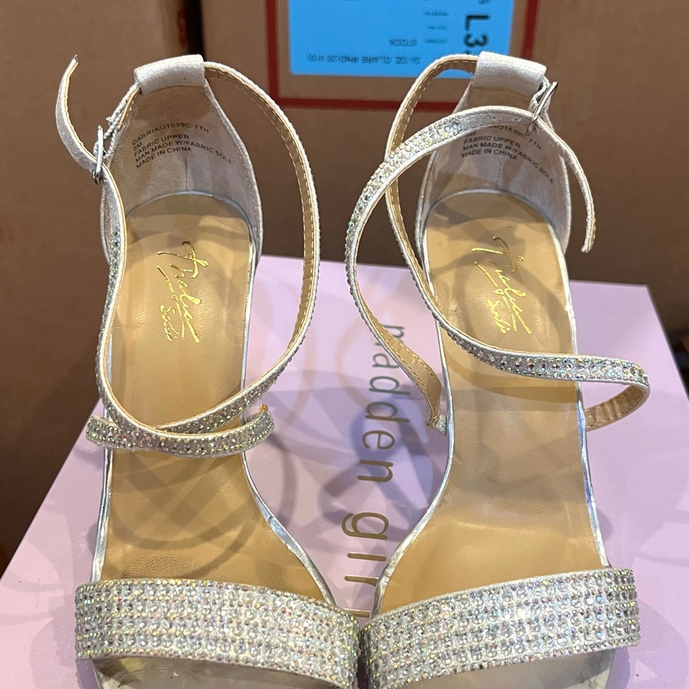 Thalia Sodi Silver Strappy Heels